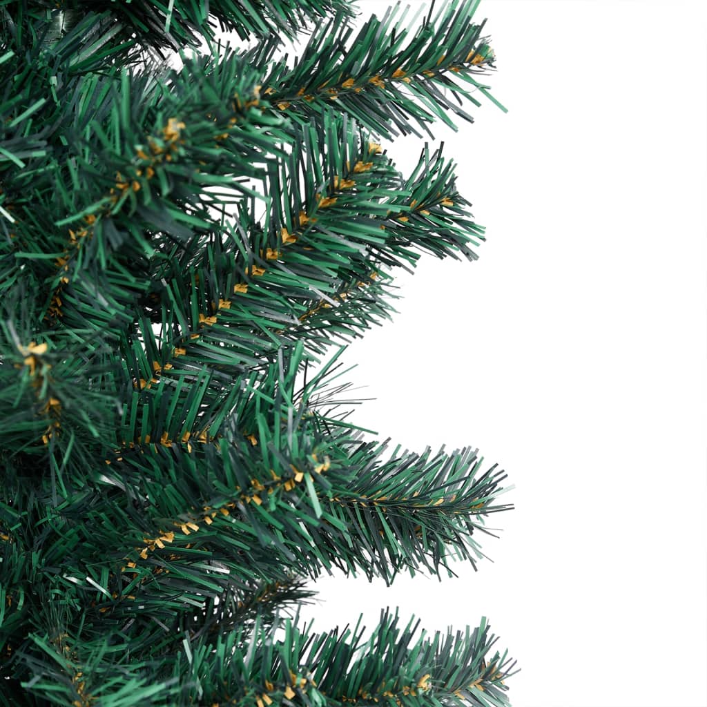 Slim Artificial Pre-lit Christmas Tree with Stand Green 59.1" PVC