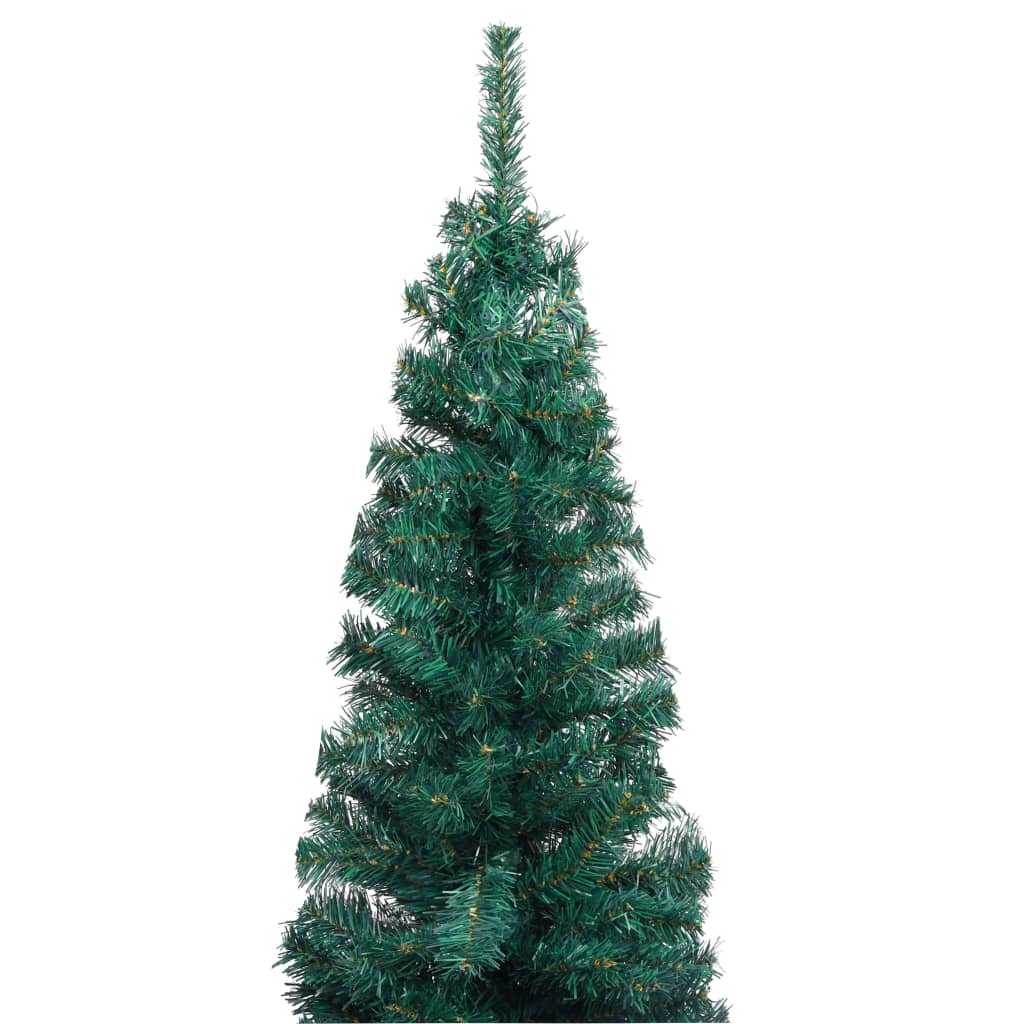Slim Artificial Pre-lit Christmas Tree with Stand Green 94.5" PVC