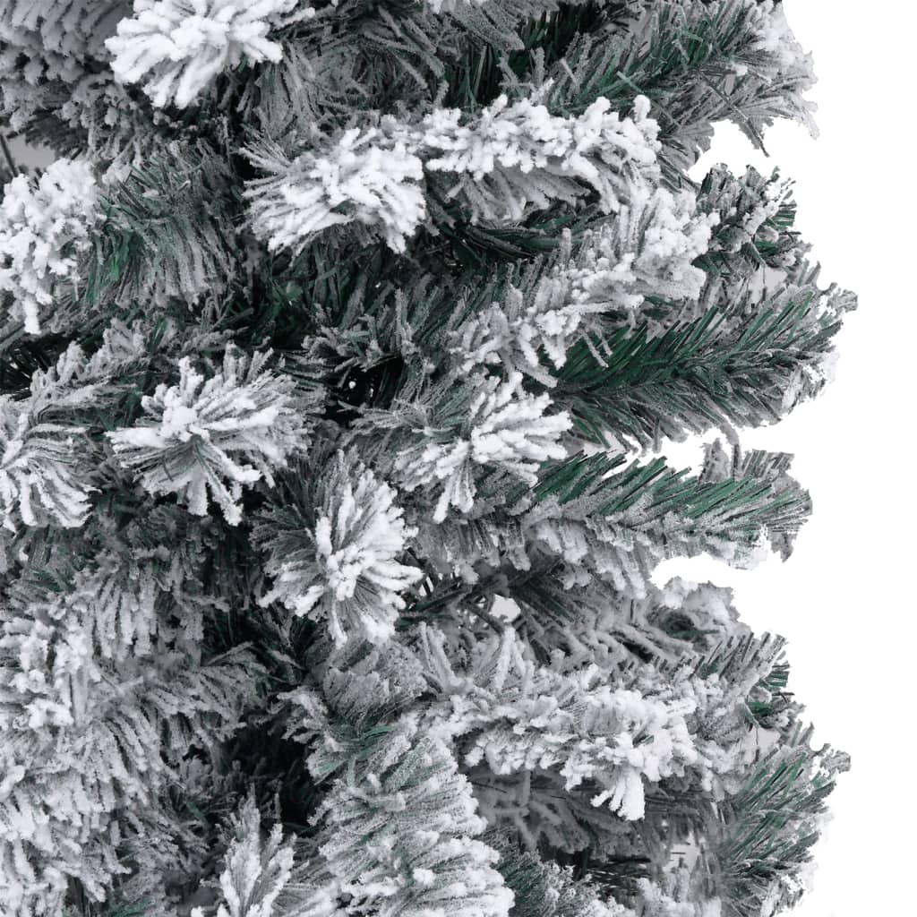 Slim Pre-lit Christmas Tree with Flocked Snow Green 59.1" PVC