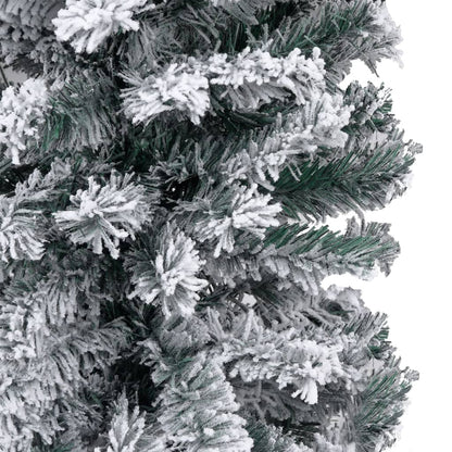 Slim Pre-lit Christmas Tree with Flocked Snow Green 94.5" PVC