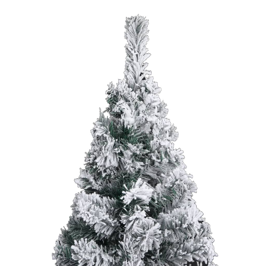 Slim Pre-lit Christmas Tree with Flocked Snow Green 94.5" PVC