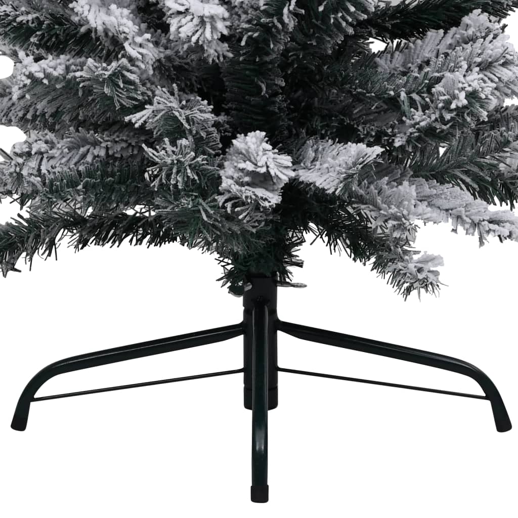 Slim Pre-lit Christmas Tree with Flocked Snow Green 94.5" PVC