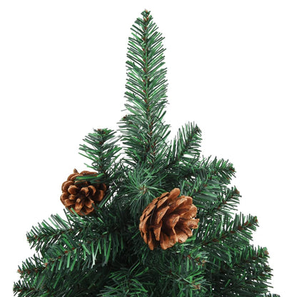 Slim Pre-lit Christmas Tree with Real Wood&Cones Green 59.1"