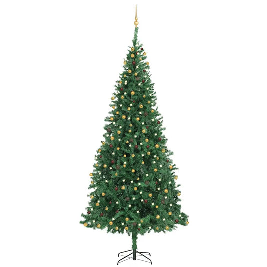 Artificial Pre-lit Christmas Tree with Ball Set LEDs 118.1" Green