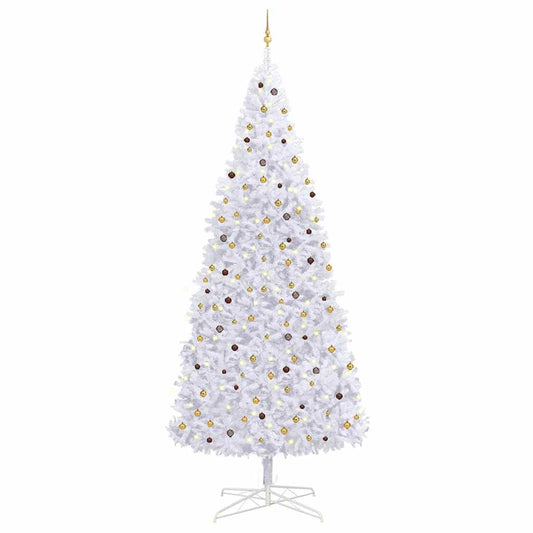 Artificial Pre-lit Christmas Tree with Ball Set LEDs 157.5" White