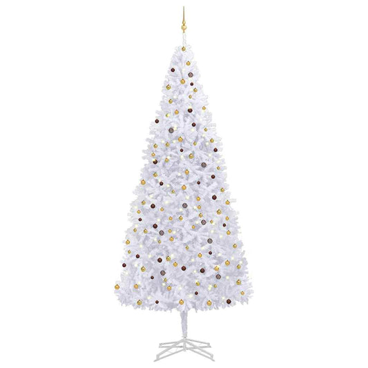 Artificial Pre-lit Christmas Tree with Ball Set 196.9" White