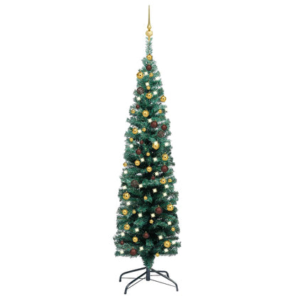 Slim Artificial Christmas Tree Green PVC, Steel, Plastic Slim
