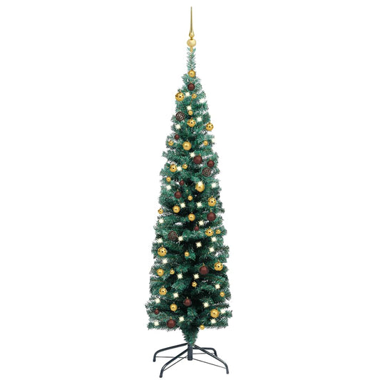 Slim Artificial Christmas Tree Green PVC, Steel, Plastic Slim