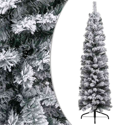 Slim Artificial Pre-lit Christmas Tree with Ball Set Green 59.1"