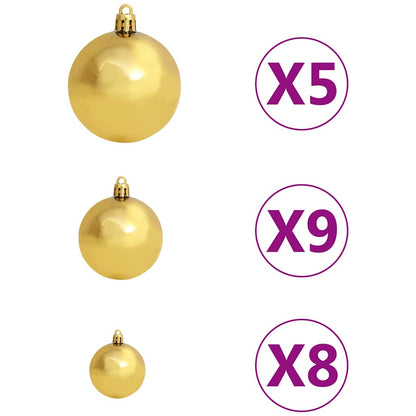 Slim Artificial Pre-lit Christmas Tree with Ball Set Green 59.1"