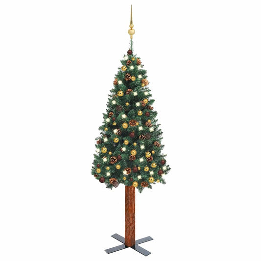 Slim Pre-lit Christmas Tree with Ball Set Green 59.1"