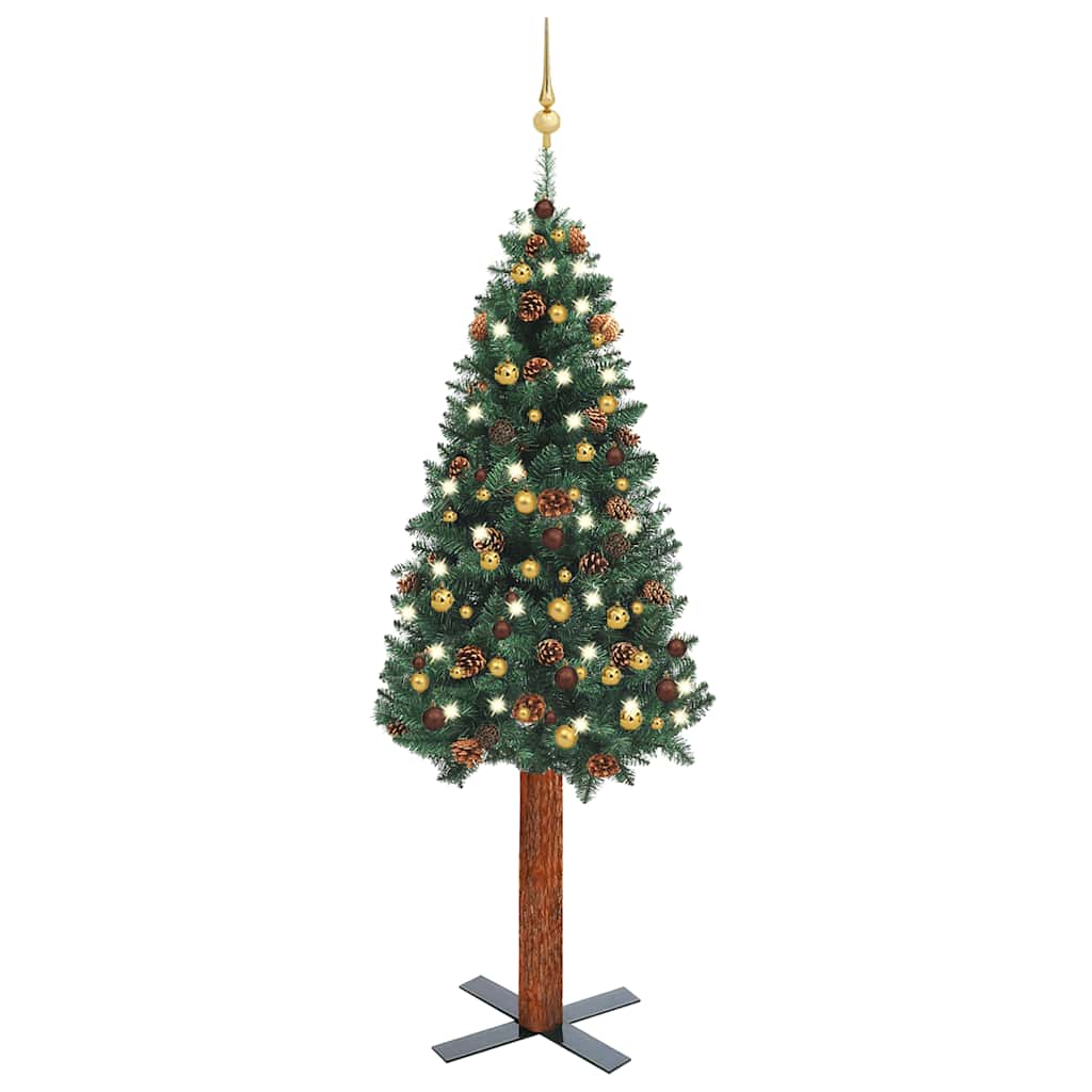Slim Pre-lit Christmas Tree with Ball Set Green 70.9"