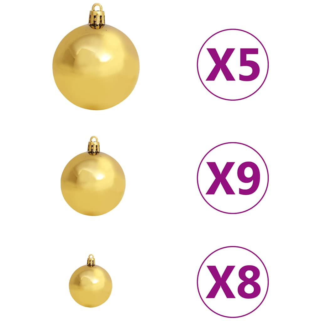 Slim Pre-lit Christmas Tree with Ball Set Green 70.9"