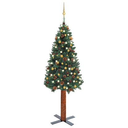 Slim Pre-lit Christmas Tree with Ball Set Green 82.7"