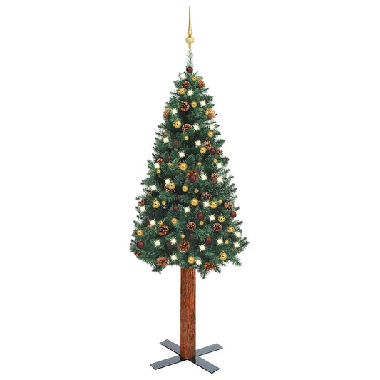 Slim Pre-lit Christmas Tree with Ball Set Green 82.7"