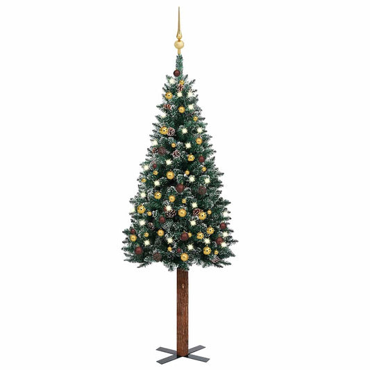Slim Pre-lit Christmas Tree with Ball Set Green 59.1"