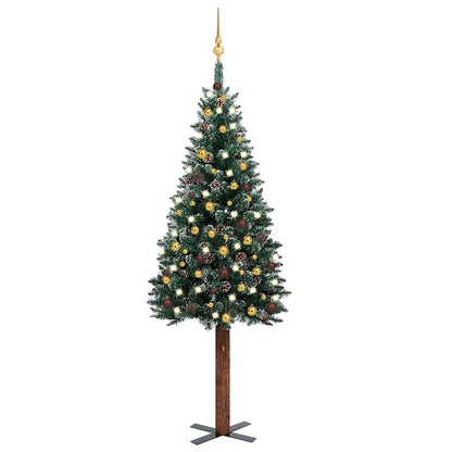 Slim Pre-lit Christmas Tree with Ball Set Green 70.9"