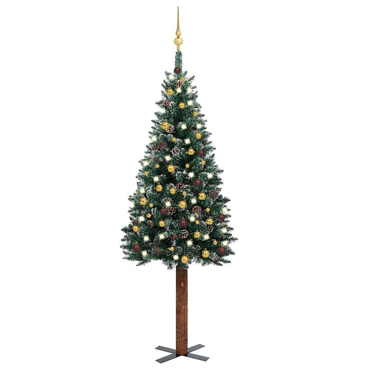Slim Pre-lit Christmas Tree with Ball Set Green 70.9"