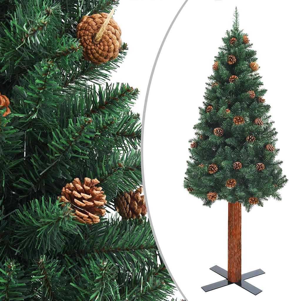 Slim Pre-lit Christmas Tree with Ball Set Green 70.9"