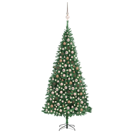 Artificial Pre-lit Christmas Tree with Ball Set LEDs 118.1" Green