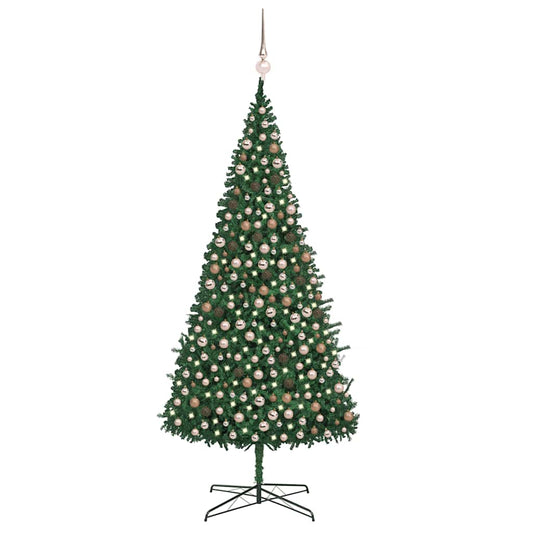 Artificial Pre-lit Christmas Tree with Ball Set LEDs 157.5" Green