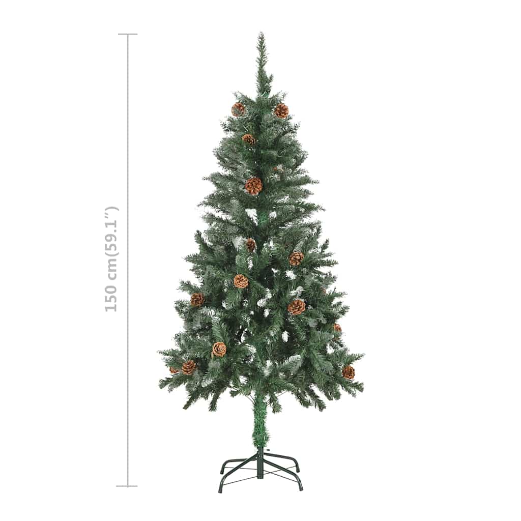 Artificial Pre-lit Christmas Tree with Ball Set&Pine Cones 59.1"