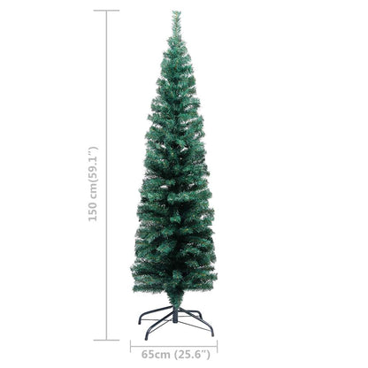 Slim Artificial Pre-lit Christmas Tree with Ball Set Green 59.1"