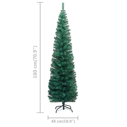 Slim Artificial Pre-lit Christmas Tree with Ball Set Green 70.9"
