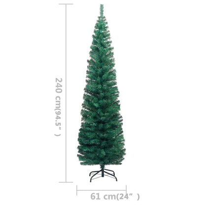 Slim Artificial Pre-lit Christmas Tree with Ball Set Green 94.5"