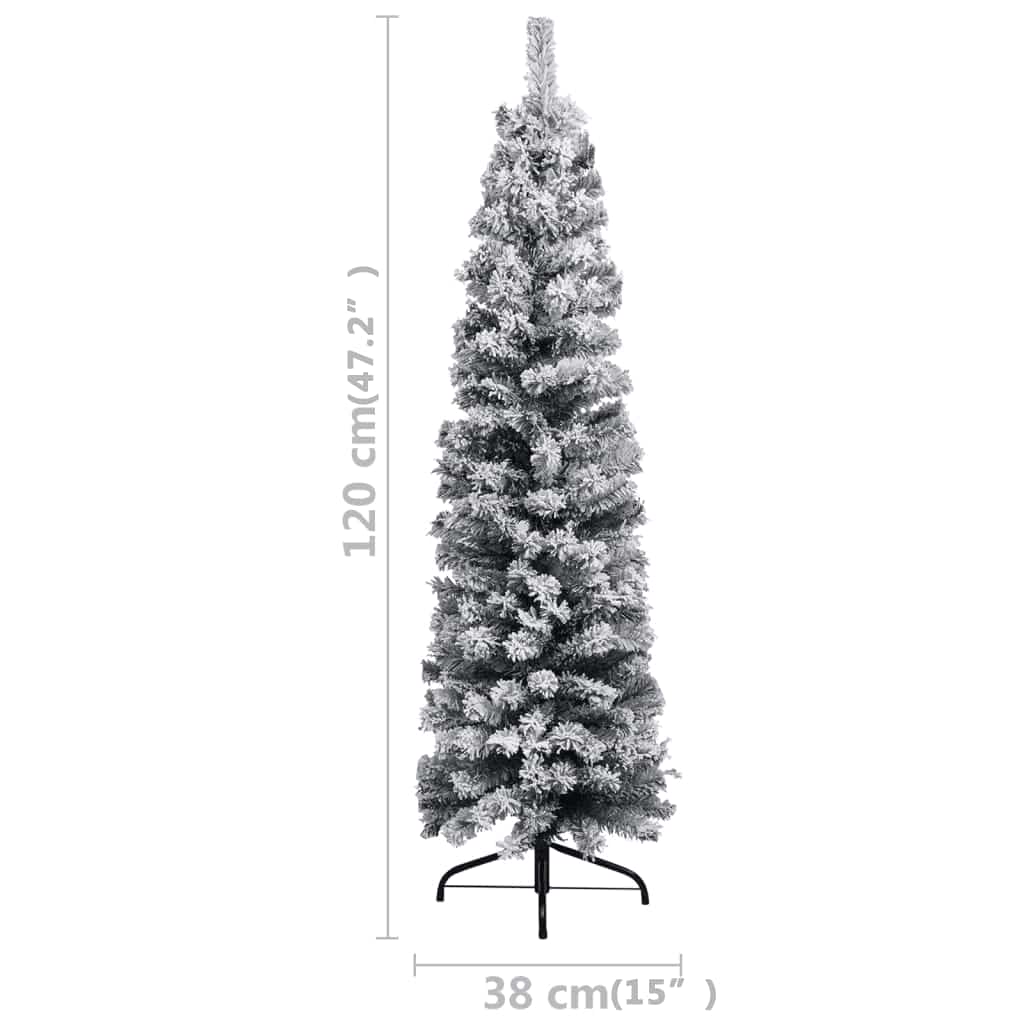 Slim Pre-lit Christmas Tree with Ball Set&Flocked Snow Green 47.2"