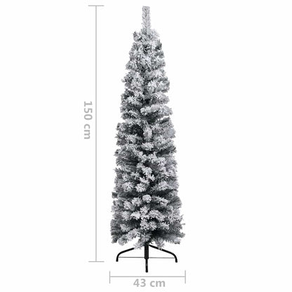 Slim Artificial Pre-lit Christmas Tree with Ball Set Green 59.1"