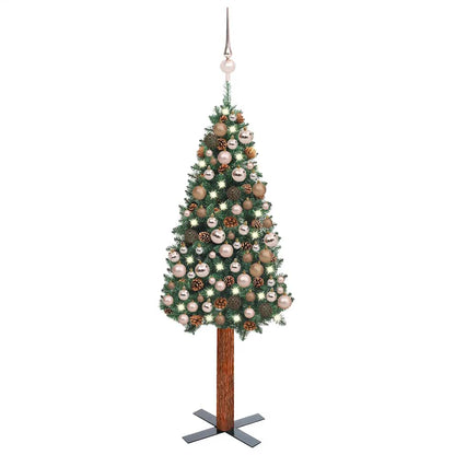Slim Pre-lit Christmas Tree with Ball Set Green 59.1" PVC