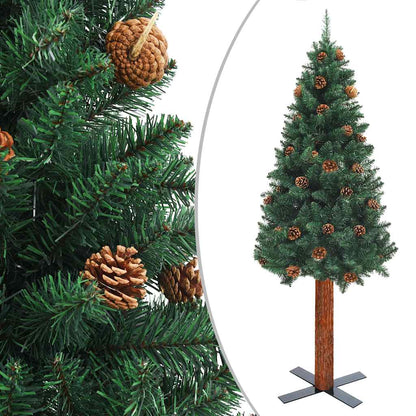 Slim Pre-lit Christmas Tree with Ball Set Green 59.1" PVC