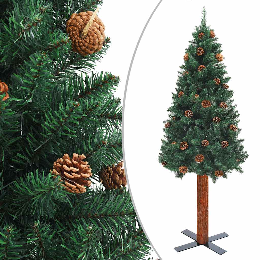Slim Pre-lit Christmas Tree with Ball Set Green 70.9" PVC