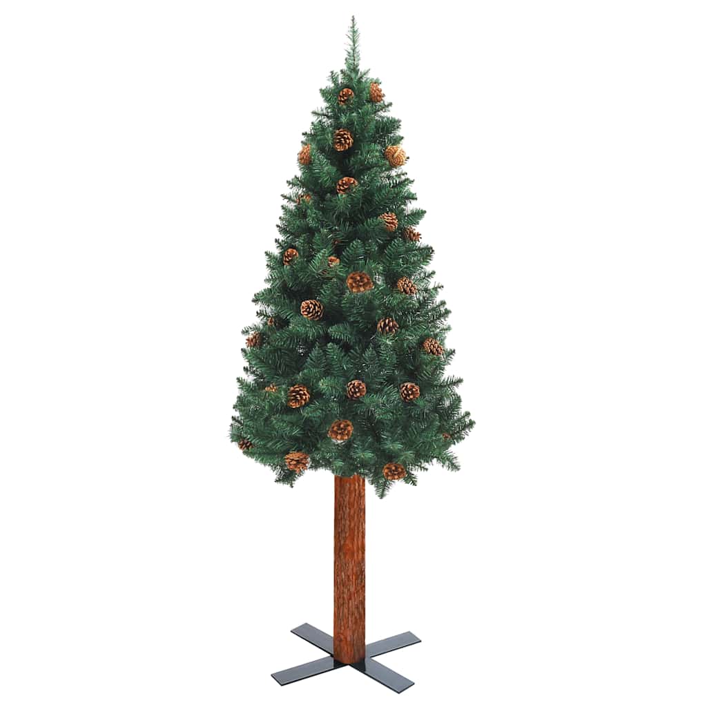 Slim Pre-lit Christmas Tree with Ball Set Green 70.9" PVC