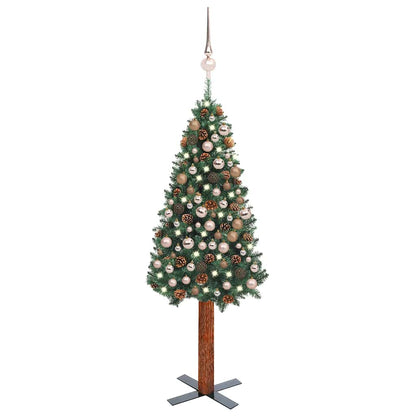 Slim Pre-lit Christmas Tree with Ball Set Green 82.7" PVC