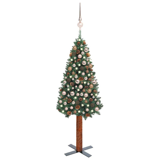 Slim Pre-lit Christmas Tree with Ball Set Green 82.7" PVC