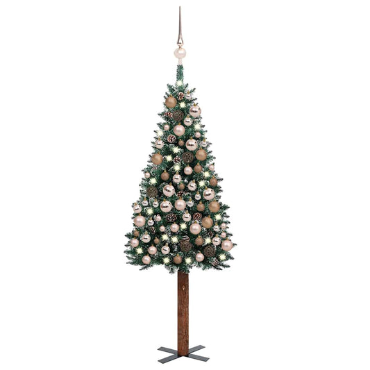 Slim Pre-lit Christmas Tree with Ball Set Green 59.1"