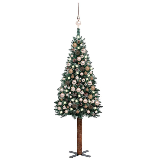 Slim Pre-lit Christmas Tree with Ball Set Green 70.9"