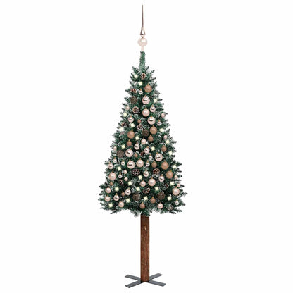 Slim Pre-lit Christmas Tree with Ball Set Green 82.7"