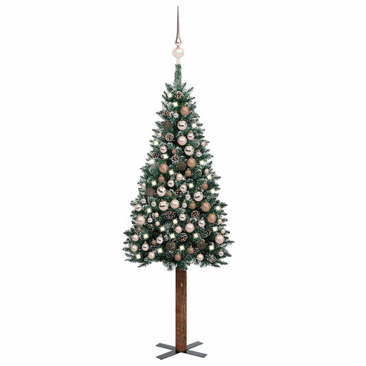 Slim Pre-lit Christmas Tree with Ball Set Green 82.7"