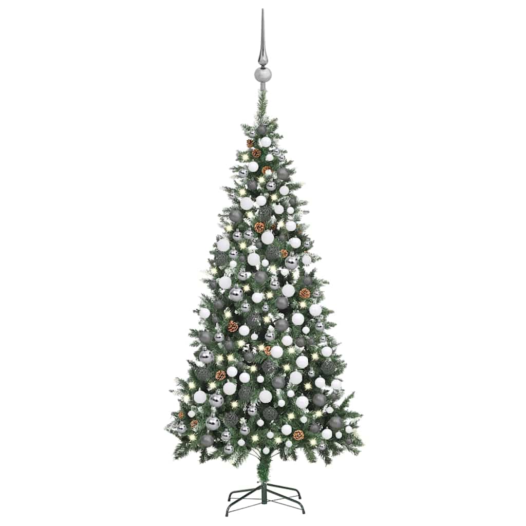 Artificial Pre-lit Christmas Tree with Ball Set Pine Cones 82.7"