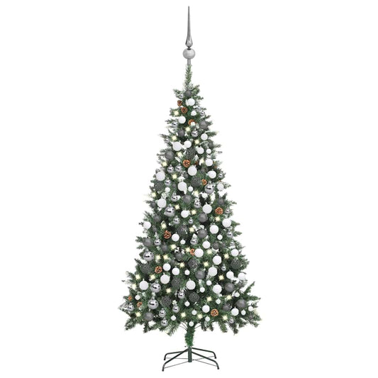 Artificial Pre-lit Christmas Tree with Ball Set Pine Cones 82.7"