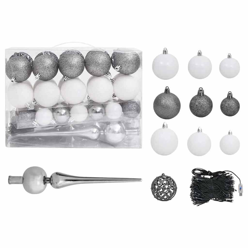 Slim Artificial Pre-lit Christmas Tree with Ball Set Green 82.7"