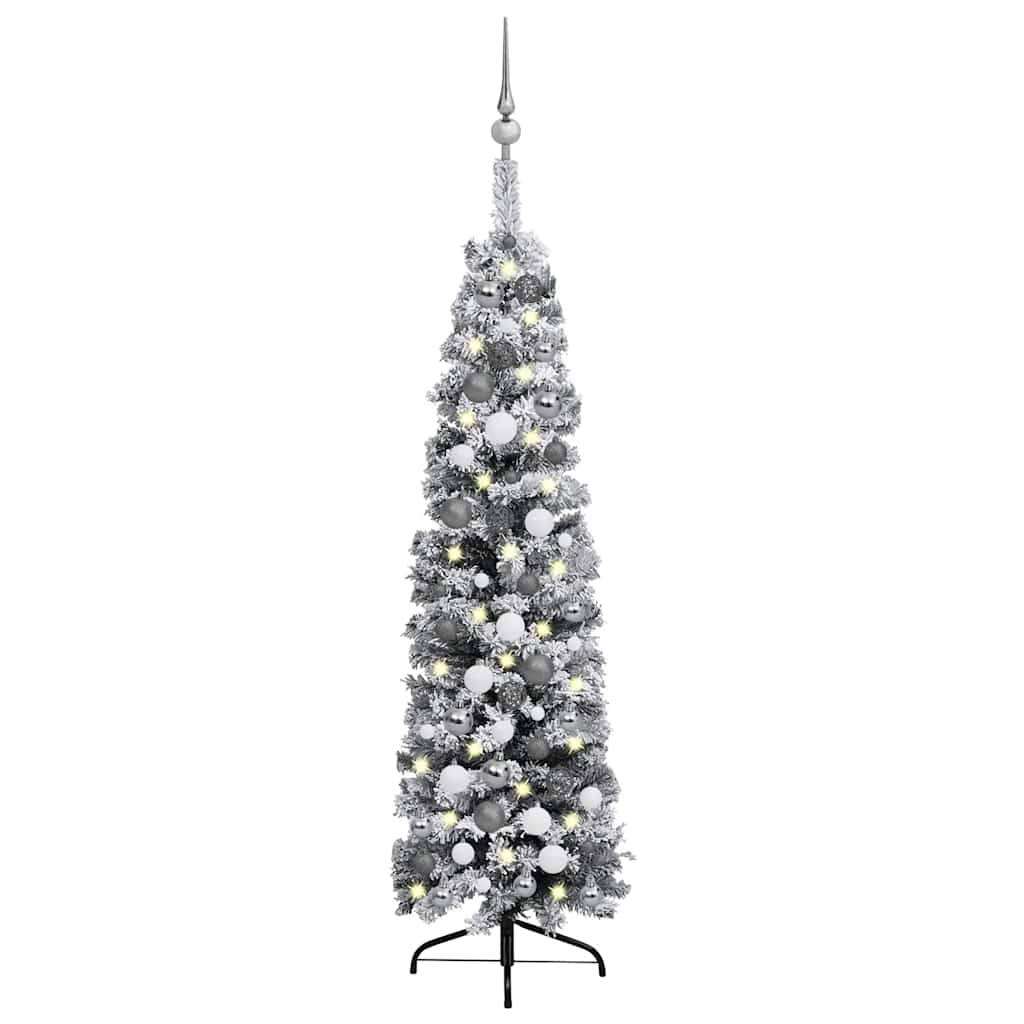 Artificial Christmas Tree Green with white flocked snow PVC, Steel