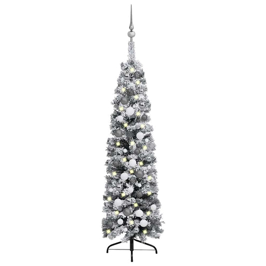 Artificial Christmas Tree Green with white flocked snow PVC, Steel