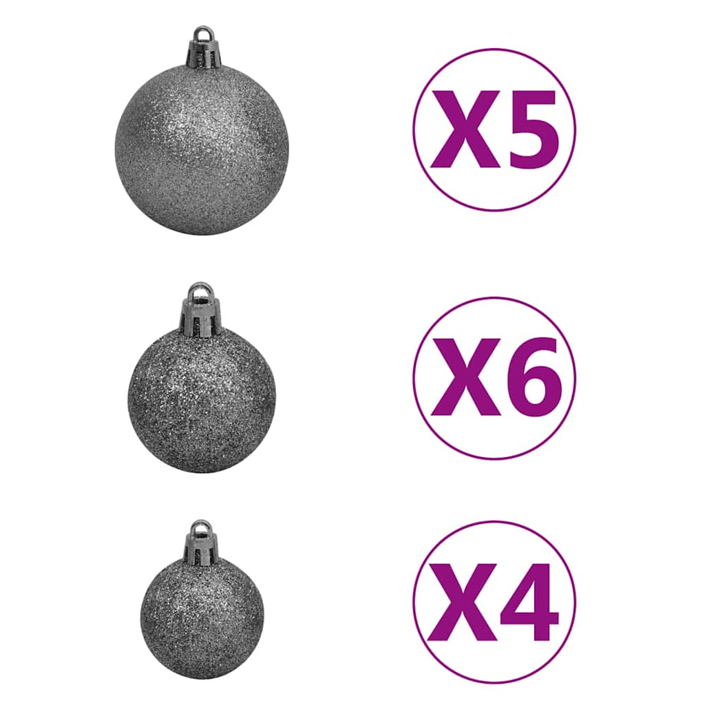 Slim Artificial Pre-lit Christmas Tree with Ball Set Green 70.9"