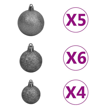 Slim Artificial Pre-lit Christmas Tree with Ball Set Green 70.9"