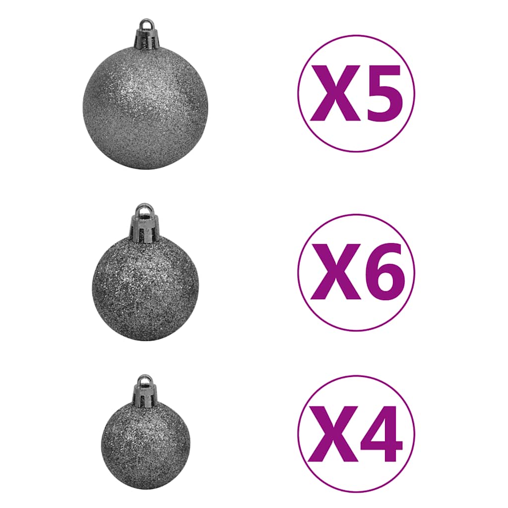 Slim Artificial Pre-lit Christmas Tree with Ball Set Green 82.7"