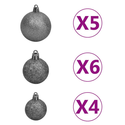 Slim Artificial Pre-lit Christmas Tree with Ball Set Green 82.7"
